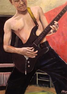 Walletshaker on guitar. oil on board 90 x 80  Private collection